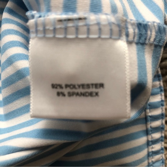 Peter Millar Summer Comfort Golf Shirt Size Large Blue with stripes soft mint - Picture 6 of 7